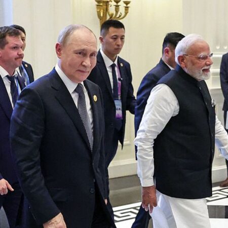 Переговоры Владимира Путина и Нарендры Моди на саммите ШОС